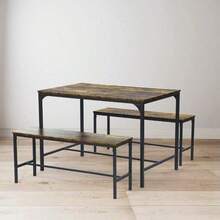 Juego de Mesa y Sillas de Comedor, Mesa de Comedor de Cocina de Madera Rústica con 2 Bancos, 4 Asientos, Ideal para Casa, Cocina y Comedor. Vintage.sillas para comedor/mesa - ANTIGUO - Ver 6