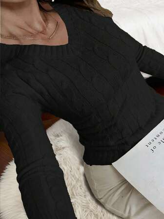 เสื้อสเวตเตอร์ฤดูใบไม้ร่วง/ฤดูหนาวสำหรับผู้หญิง ทรงหลวม แฟชั่นมินิมอล ธุรกิจลำลอง ใส่เที่ยว ทำงาน สง่างาม รีสอร์ท อบอุ่น ไฮเอนด์ อเนกประสงค์ เพรียวบาง วันแห่งชัยชนะ เสื้อน่ารักสไตล์เกาหลี