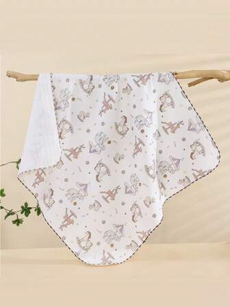 1pc Baby 3-Layer Swaddle Blanket, Soft & Skin-Friendly Baby Wrap, Infant Outdoor Stroller Cover, All Season, Machine Washable