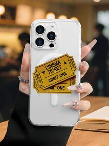 Lujo Ligero Estilo y BellezaCine Ticket Funda de Teléfono Transparente con Compatibilidad de Carga Inalámbrica Magnética Compatible con 17 17PROMAX 17PRO 16PROMAX 16PRO y Todos los Modelos Imprescindi - transparente - Ver 1