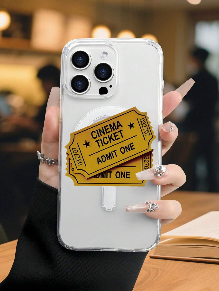 Lujo Ligero Estilo y BellezaCine Ticket Funda de Teléfono Transparente con Compatibilidad de Carga Inalámbrica Magnética Compatible con 17 17PROMAX 17PRO 16PROMAX 16PRO y Todos los Modelos Imprescindi - transparente - Ver 1