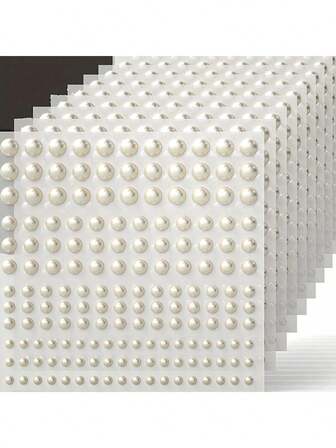 165pcs Self-Adhesive Pearl Stickers, 4 Sizes, Suitable For Makeup, Jewelry, Face, Body, Nails, Hair, Phone Art Craft Decoration, White