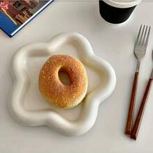 1pc Ins Style Cream White Floral Ceramic Tray, Home Desktop Jewelry Storage Dish For Earrings, Rings, Necklaces, Entryway Key Holder, High-Quality Photo Prop & Home Decor - Multicolor - View 10