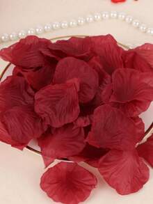 1500/600/100pcs Artificial Rose Petals, Burgundy Fake Rose Petals, Artificial Flowers, Suitable For Valentine's Day, Romantic Decoration, Wedding Aisle, Dinner Table Decor, Birthday, Creating Romantic Atmosphere - Burgundy - View 2