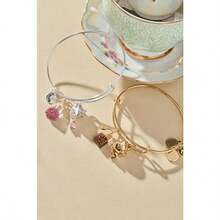 'Spill the Tea' Cup and Tea Bag Charm Bangle - como en la foto - Ver 3