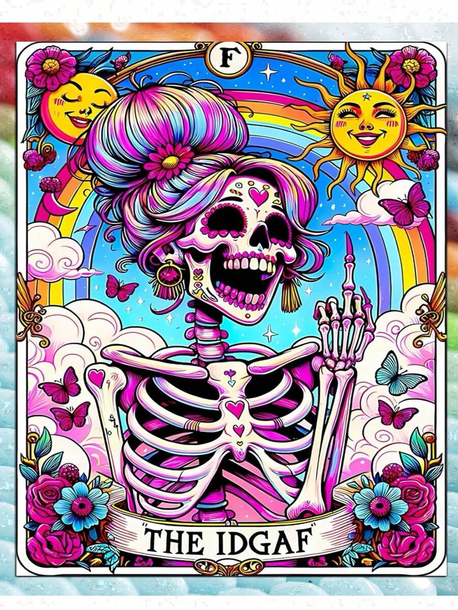 Skull Diamond Art Kits For Adults, Skeleton Diamond Painting Kits For Adults, 5D DIY Paint By Diamond Round Full Drill Home Wall Decor Gift - Multicolor - View 1