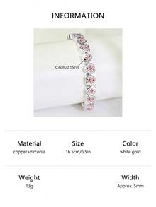 1 件时尚法式优雅简约百搭高端别致实惠热销珠宝闪亮锆石铜镀白金/金色手链，适合任何场合，女士派对珠宝配饰，服装搭配，情人节礼物，妈妈，母亲，母亲节，礼物 - 心形 - 查看 17