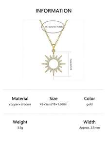 1件时尚简约奢华向日葵吊坠项链，镶嵌闪亮锆石，优雅项链饰品，适合女性日常佩戴、派对、生日礼物 - 太陽花 - 查看 8