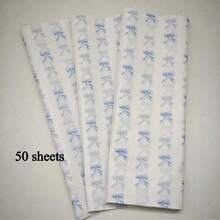 Blue/Pink Bow Pattern Thin Paper, 50*35cm, Thin Moisture-Proof Wrapping Paper, Suitable For Gift Packaging, Clothing Packaging, Fragile Item Protection, Birthday Decoration, Valentine's Day, Mother's Day, Christmas Gifts, Decorative Packaging, Elegant Gift Wrapping Paper, Bouquet Decoration Tissue Paper - Blue - View 10