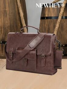 NEWHEY Messenger Bag For Men 15.6 Inch Waterproof Vintage Leather Laptop Briefcase Large Satchel Shoulder Bag Office Travel College Computer Laptop Bag Vintage Bags - Coffee Brown - View 9