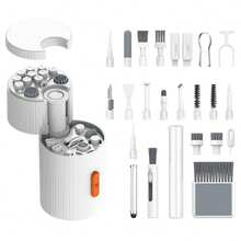 Kit Portátil de Limpeza e Manutenção Multidispositivo QM33 com Função de Suporte de Clipe, Material PVC - Inclui Ejetor de Cartão SIM, Removedor de Teclas de Teclado, Várias Escovas, Pano de Limpeza de Lente e Mais para Computadores, Telefones Celulares, Tablets, Câmeras - Multicolorido - Visão 1