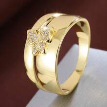 1pc Butterfly Shaped Fashion Ring With Artificial Zirconia Stones, Countryside Style - Multicolor - View 16