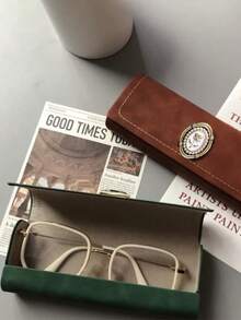 Caja de almacenamiento de gafas de metal con diseño de rosa, estuche de viaje portátil para gafas con estilo retro elegante, incluye 1 paño de microfibra, estuche rígido de PU de varios colores para gafas - Multicolor - Ver 12