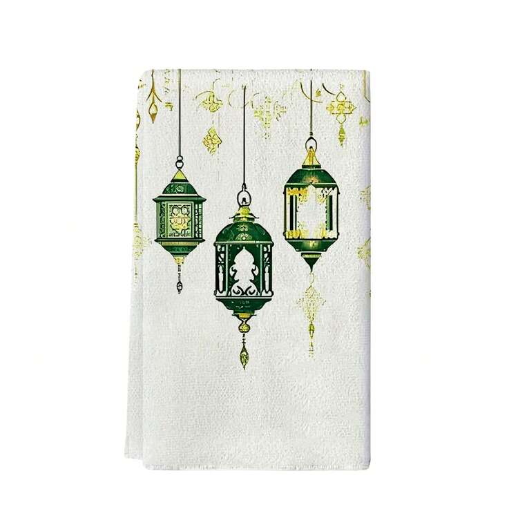1/1/2 Sets Of Ramadan Themed Kitchen Towels - High Absorbency, Soft Polyester Fiber Dishwashing Towels Designed With Holiday Lanterns And Crescent Patterns, Simple And Elegant Style With A Size Of 40 * 60cm - Suitable For Cooking And Baking, Suitable For Decoration In Living Rooms, Kitchens, Dining Rooms, And Holiday Parties, And Can Be Used As Housewarming Gifts. - Multicolor - View 15