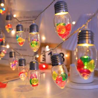 1 pieza Luces de cadena con bombillas de acrílico con efecto de diamante en su interior, luces de hadas LED brillantes, guirnalda con pilas (pilas no incluidas), iluminación mágica y romántica para el hogar, fiestas, dormitorio, bodas, Navidad, decoración del Día de San Valentín