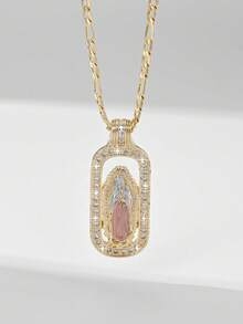 1件经典欧式铜质守护天使瓜达卢佩圣母玛利亚吊坠项链，限量版，适合作为圣诞节/感恩节/万圣节/母亲节/情人节礼物送给情侣/朋友/教父母，也适合天主教初领圣体、日常及节日佩戴祈祷。 - 金黃色 - 查看 11