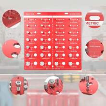28 Hole Thread Inspector, Nut And Bolt Thread Inspector, Metric And Gauge, Thread Inspection Tool, Bolt And Nut Identification Gauge With Ruler - Red - View 6
