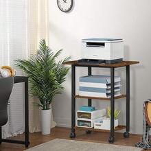 Printer StandsLerliuo - Soporte para impresora de 3 niveles mesa para impresora móvil industrial con estante de almacenamiento y marco de acero soporte para carrito de impresora rodante con ruedas bloqueables - Marrn - Ver 4