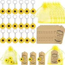 45 piezas Conjunto de regalos de fiesta con tema de girasol, incluye llaveros con girasoles, bolsas de organza, tarjetas de agradecimiento, etiquetas de agradecimiento, adecuado para cumpleaños, fiesta de verano, boda, baby shower, Día de la Madre, graduación, fiesta hawaiana/de piscina/de playa - Multicolor - Ver 1