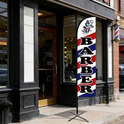 1 pieza Bandera de pluma publicitaria exterior para barbería con kit de poste de 11 pies