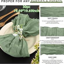 6/12/18/24/30pcs Set Sage Green Cheesecloth Napkins, Multi-Color Options Cheesecloth Napkins, Bali Cheesecloth Napkins, Rustic Boho Lavender Napkins, Suitable For Family Dinner, Restaurant, Wedding, Party, Dining Table Decor - Multicolor - View 50