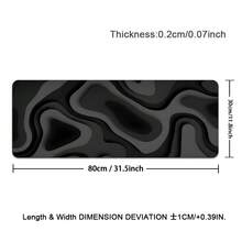 1 tấm lót bàn chơi game cỡ lớn kiêm tấm lót chuột - Thiết kế xoáy đen xám, bề mặt chống trượt, diện tích phủ bàn phím rộng, chất liệu sợi bền chắc với đế cao su, thảm lót bàn máy tính/văn phòng/gia đình cho PC, Laptop, dàn máy chơi game (Họa tiết vân đá cẩm thạch, hình chữ nhật) - Lý tưởng cho không gian làm việc, họa tiết xoáy đen xám thời trang. - Nhiều màu - Xem 14