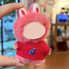 [Only Doll Clothes] Creative New 10cm Plush Doll 4th Generation Labobo Mini 4.0 Secret Code Mini Pendant Plush Doll Replacement, English Letter T-Shirt For Labubu