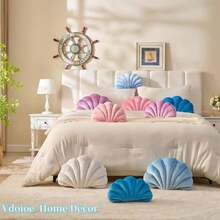 Vdoioe Shell Pillow,Seashell Decorative Pillow Light Blue Seashell Shaped Throw Pillows 13x10 Inch Decorative Room Decor Cute Pillows For Couch Bed Home Decor - ColorA - View 5