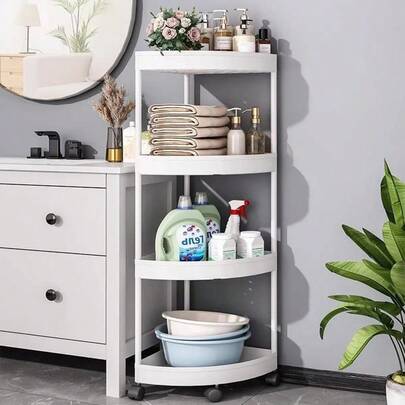 1pc 3/4/5 Tier Corner Shelf, Waterproof Rust-Proof Plastic Vertical Clothes/Shoe Rack Storage Organizer, Suitable For Kitchen And Living Room, White/Black
