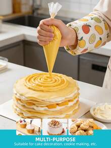 100个加厚PE一次性奶油裱花袋 - 家庭烘焙师和专业糕点师必备的蛋糕和甜点装饰用品，派对糕点工具 | 彩色烘焙配件 | 蛋糕烘焙用品 - 無色 - 查看 4