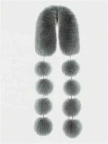 仿狐狸毛围巾，韩式百搭毛球仿毛皮围巾，双面保暖防风毛领围脖