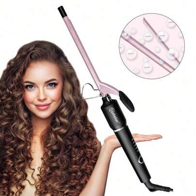 Hatteker 1pc 9MM Ceramic Curling Iron With Negative Ion Hair Care, Retro Perm Curl Hairstyling