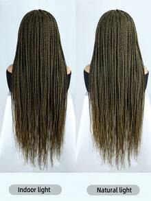 Full Double Lace Braid Wig With Baby Hair 36" Knotless Box Braided Wigs For Women Long Braided Lace Wigs Synthetic Braided Lace Front Wigs - Multicolor - View 8