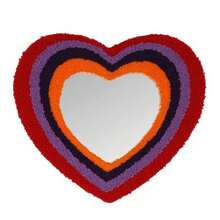 10.4x11.8 Inch Heart Shaped Decorative Wall Mirror With Flannel Frame - As Pic - View 1