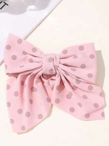 2个儿童可爱简约时尚卡通蝴蝶结波点发夹，百搭优雅甜美女孩发饰 - 彩色 - 查看 3