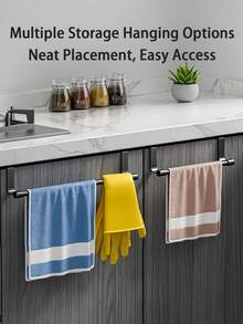 Stainless Steel Over Cabinet Towel Bar - Space-Saving Over-The-Door Kitchen Bathroom Storage Rack, Durable Rust-Resistant Design For Dish Towels, Hand Towels And Cleaning Supplies, Stylish Metal Finish - Multicolor - View 9