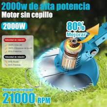 4 En 1 Desbrozadora de Césped Inalambrica Podadora de Pasto Electrica Cortadora de para El Hogar Angulo Ajustable de 90° Cortadora de Cesped para Cortar Ramas Césped Jardín - Azul - Ver 5