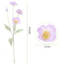 1/3/5pcs Artificial Poppy Flowers, 59cm Long, 4 Flowers Per Stem, Minimalist Modern Style, Bendable & Non-Fading - Suitable For DIY Flower Wall, Scene Decor, Vase Arrangement In Living Room/Bedroom, Wedding, Party - Purple - View 2