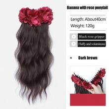 Ponytail Wig Clip Style Large Wave Long Curly Hair For Women, Banana Clip With High-End Feeling, Flower Clip That Can Tie Ponytail Wig Piece - Multicolor - View 7