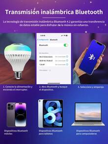 6 Piezas Bombilla musical Bluetooth, bombilla con altavoz que cambia de color RGB, Bombilla LED regulable, bombilla de luz RGBW de cambio de color, 12 opciones de color ,12W equivalente a 60W, AC 110-130V, base de rosca E27 con control remoto para decoración del hogar, dormitorio, escenario, fiesta. - 6 piezas - Ver 4