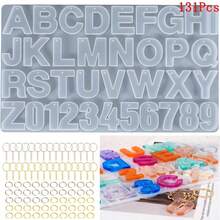 1/13 piezas Molde de silicona grande con agujero, molde de silicona con letras y números invertidos, adecuado para fundición de resina epoxi, llaveros, colgantes de joyería y manualidades DIY - Multicolor - Ver 9