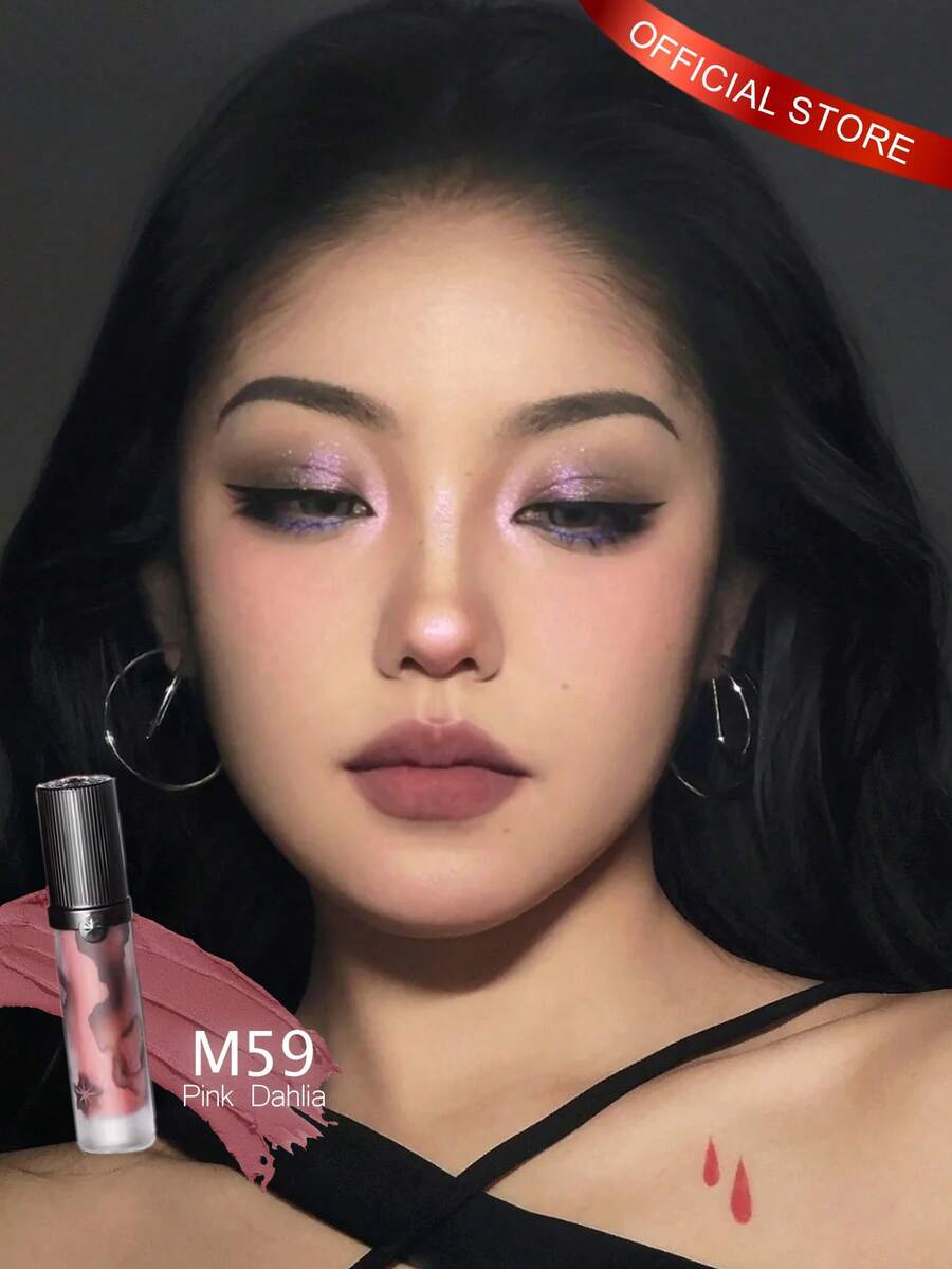 GIRLCULT Four Great Inventions Series "Love Whisper" Matte Lip Gloss #M59 Pink Dahlia | Innovative Matte To Satin Formula | Velvety Smooth Texture | Lightweight Matte Lip Gloss | Long-Lasting Color, Comes With Exquisite Gift - #M59 Hồng Thược Dược - Xem 1