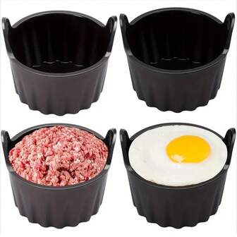 4/8pcs Silicone Air Fryer Baking Cups - Non-Stick, Ideal For Baking Eggs, Cupcakes, Muffins, Puddings, Tarts, Custards And More - Versatile And Healthy Delicious