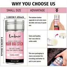 LOCKMIO Women's Hair Wax, Natural Styling Wax Stick, Smooth Styling Wax, Hairline & Edge Control Gel And Styling Accessories - L-75g-wax-30g-gel-pink-8pcs - View 5