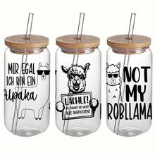 4张德国羊驼主题UV转印贴纸 - 适用于DIY工艺品、马克杯、笔记本电脑和水瓶，自粘塑料贴纸，DIY马克杯装饰，笔记本电脑贴纸，节日装饰，喜庆设计，高品质印刷，耐用贴纸