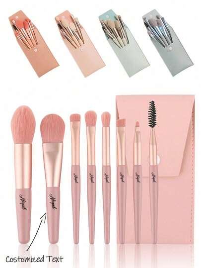 8-Piece Customizable Mini Macaron Makeup Brush Set Comes With A Stylish Matching Pu Storage Bag. Portable And Fragrance-Free, It Features Soft Nylon Bristles And Durable Abs Handles. The Set Includes An Eyeshadow Brush, Blush Brush, Eyebrow Brush, And Concealer Brush. A Wedding And Everyday Essential, It's Also An Ideal Bridesmaid Gift, Birthday Present, Valentine's Day Gift, Makeup Application, Wedding Favors, And Holiday Surprise.