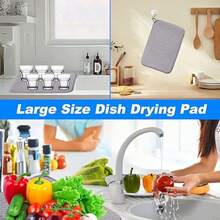 XISH 2 Tapete de Secado de Platos para Encimera de Cocina 38*50cm Alfombrillas de Microfibra para Secado de Platos Escurridor de Platos Absorbente de Microfibra Tapete para Encimera Fregaderos Cocina - Gris - Ver 7