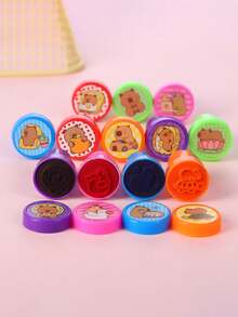 12pcs/10pcs-Capybara Pattern Stamps - Mini Self Printed Seal, Easy-Grip, Assorted Colors, Perfect For Arts And Diy Crafts & Birthday,Back To School Party Baby Shower Party Favors,Back To School, School Thingsfor Girls/Boys, Backpack,School Supplies - Multicolor - View 1