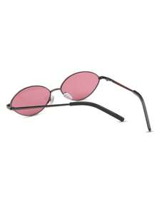 1 par de gafas de moda con montura metálica ovalada en color gunmetal para mujer - Gris pistola - Ver 4