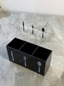 塑料餐具架，刀叉勺架，银器收纳盒，亚克力厨房用具整理架，台面餐具收纳架，室内外派对餐具收纳盒 - 彩色 - 查看 3